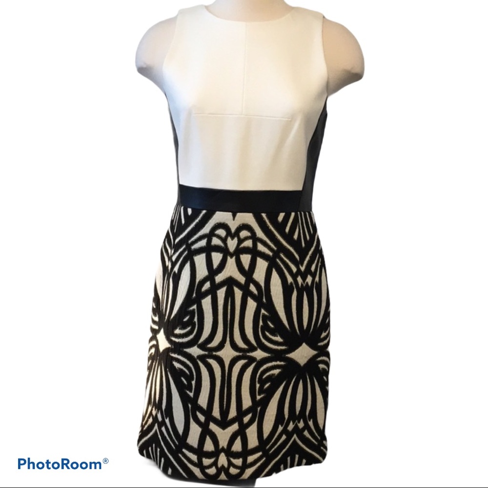 Anthro 4 Collective black, white & gold dress